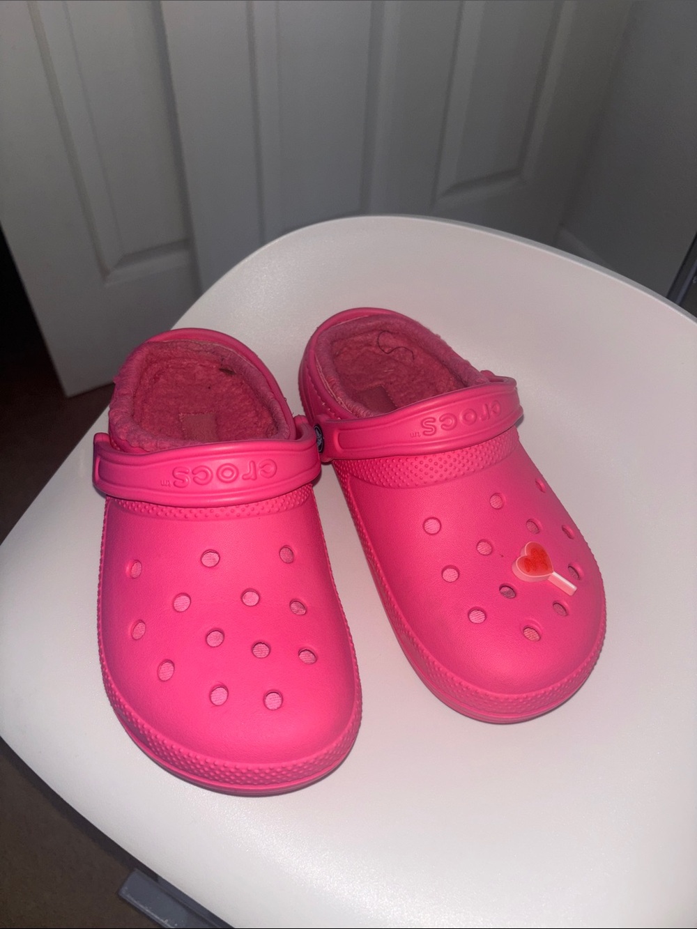 CROCS Kids Classic Lined Clog in Hot Pink